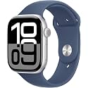 Apple Watch Series 10 [GPS, 46mm] - Silver Aluminum Case with Denim Sport Band, M/L (Renewed Premium)