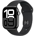 Apple Watch Series 10 [GPS, 46mm] - Jet Black Aluminum Case with Black Sport Band, M/L (Renewed Premium)