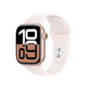 apple watch series 10 gps  cellular 42 mm smartwatch with rose gold aluminium case with light blush sport band- ml fitness tracker ecg app always-on retina display water resistant