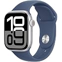 Apple Watch Series 10 [GPS, 42mm] Silver Aluminum Case with Denim Sport Band, M/L (Renewed Premium)
