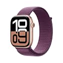 Apple Watch Series 10 [GPS + Cellular 46 mm] Smartwatch with Rose Gold Aluminium Case with Plum Sport Loop. Fitness Tracker, ECG App, Always-On Retina Display, Carbon Neutral