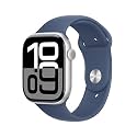 Apple Watch Series 10 [GPS + Cellular 46 mm] Smartwatch with Silver Aluminium Case with Denim Sport Band- M/L. Fitness Tracker, ECG App, Always-On Retina Display, Water Resistant