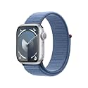 Apple Watch Series 9 [GPS 41mm] - Silver Aluminum Case with Winter Blue Sport Loop, One Size (Renewed)