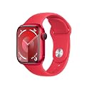 Apple Watch Series 9 [GPS, 41mm] (Product) Red Aluminum Case with (Product) Red Sport Band, M/L (Renewed)