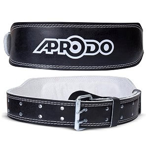 aprodo 4 inch wide genuine leather weightlifting belt back support power training belt workout exercise power-lifting squat gym belt for men and women