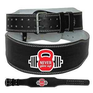 aprodo 4 inch wide genuine leather weightlifting belt back support power training belt workout exercise power-lifting squat gym belt for men and women
