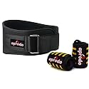 APRODO Fitness Combo Weight Lifting Belt Back Support 4.5 Inch Wide with Extra Premium Wrist Support 1 Pair for Men and Women (BLACK YELLOW COMBO, Medium 32'' - 36'')