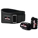 APRODO Fitness Combo Weight Lifting Belt Back Support 4.5 Inch Wide with Extra Premium Wrist Support 1 Pair for Men and Women (BLACK GREY COMBO, Large 36'' - 40'')