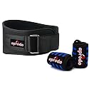APRODO Fitness Combo Weight Lifting Belt Back Support 4.5 Inch Wide with Extra Premium Wrist Support 1 Pair for Men and Women (BLACK BLUE COMBO, Medium 32'' - 36'')