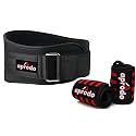 APRODO Fitness Combo Weight Lifting Belt Back Support 4.5 Inch Wide with Extra Premium Wrist Support 1 Pair for Men and Women (BLACK RED COMBO, Medium 32'' - 36'')