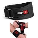 APRODO Fitness Combo Weight Lifting Belt Back Support 4.5 Inch Wide with Extra Premium Wrist Support 1 Pair for Men and Women (BLACK RED COMBO, Large 36'' - 40'')
