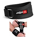 APRODO Fitness Combo Weight Lifting Belt Back Support 4.5 Inch Wide with Extra Premium Wrist Support 1 Pair for Men and Women (BLACK GREY COMBO, Medium 32'' - 36'')