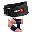 APRODO Fitness Combo Weight Lifting Belt Back Support 4.5 Inch Wide with Extra Premium Wrist Support 1 Pair for Men and Women (BLACK BLUE COMBO, Large 36'' - 40'')