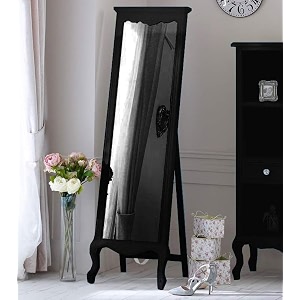 aprodz solid wood full length floor mirror for bedroom living room dressing area freestanding large rectangular standing wooden mirror with elegant carved frame modern home decorblack