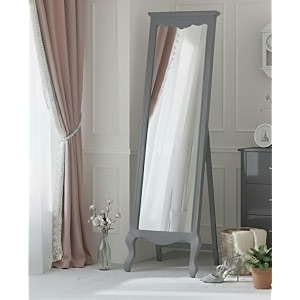 aprodz solid wood full length floor mirror for bedroom living room dressing area freestanding large rectangular standing wooden mirror with elegant carved frame modern home decor furniture grey