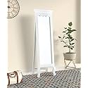 APRODZ Solid Wood Full Length Floor Mirror for Bedroom Living Room Dressing Area Freestanding Large Rectangular Standing Wooden Mirror with Elegant Carved Frame Modern Home Decor(White)