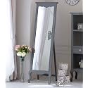 APRODZ Solid Wood Full Length Floor Mirror for Bedroom Living Room Dressing Area Freestanding Large Rectangular Standing Wooden Mirror with Elegant Carved Frame Modern Home Decor Furniture (Grey)