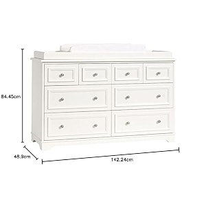 aprodz wooden sideboard cabinet for hallway living room 8 drawer organiser for bedroom multipurpose furniture home kitchen drawing room lounge with top storage amp mattress included white