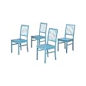 APRODZ Solid Wood Blue NatalStudy Dining Chairs for Living Room 4 of Set Portable Seating Chair