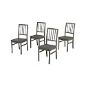 APRODZ Solid Wood Dark Grey Natal Dining Chairs for Living Room | Set of 4 Wooden Chair