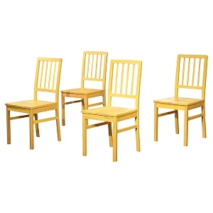 aprodz solid wood yellow natal dining chairs for living room  set of 4 wooden chair