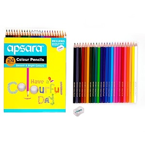 apsara colour pencils  24 vibrant shades  extra smooth coloring pencils for kids amp artists  bright non-toxic easy-to-sharpen colour set for school projects drawing amp art activities