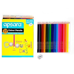 apsara colour pencils  24 vibrant shades  extra smooth coloring pencils for kids amp artists  bright non-toxic easy-to-sharpen colour set for school projects drawing amp art activities