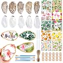 APUDWN 16 Set DIY Natural Oyster Shell Decoupage Kit Hawaiian Crafts 4-5" Large Shells Drilled with Napkins Paints Brushes for Crafts Coastal Beach Art Hanging Ornament Making Adult Hobby Gifts