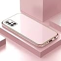 Apurb Store Plating Square Gold Frame Phone Case Luxury Soft Silicone Back Cover (for Samsung Galaxy M51, Pink)