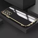 Apurb Store for Samsung Galaxy A13 Plating Square Gold Frame Phone Case Luxury Soft Silicone Back Cover (for Samsung Galaxy A13, Black)