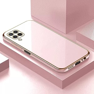 apurb store for samsung galaxy a22 4g plating square gold frame phone case luxury soft silicone back cover for samsung galaxy a22 4g pink