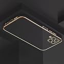 Apurb Store for Samsung Galaxy A22 4G Plating Square Gold Frame Phone Case Luxury Soft Silicone Back Cover (for Samsung Galaxy A22 4G, Black)