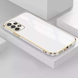 apurb store for samsung galaxy a23 plating square gold frame phone case luxury soft silicone back cover for samsung galaxy a23 white