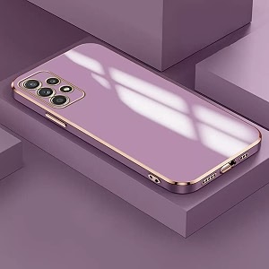 apurb store for samsung galaxy a23 plating square gold frame phone case luxury soft silicone back cover for samsung galaxy a23 purple