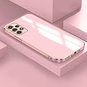 Apurb Store for Samsung Galaxy A32 5G Plating Square Gold Frame Phone Case Luxury Soft Silicone Back Cover (for Samsung Galaxy A32 5G, Pink)