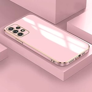 apurb store for samsung galaxy a33 5g plating square gold frame phone case luxury soft silicone back cover for samsung galaxy a33 5g pink