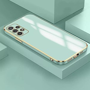 apurb store for samsung galaxy a33 5g plating square gold frame phone case luxury soft silicone back cover for samsung galaxy a33 5g mint green