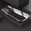 Apurb Store for Samsung Galaxy A53 Plating Square Gold Frame Phone Case Luxury Soft Silicone Back Cover (for Samsung Galaxy A53, Black)