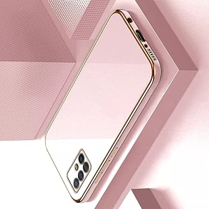 apurb store for samsung galaxy a71 plating square gold frame phone case luxury soft silicone back cover for samsung galaxy a71 pink