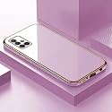 Apurb Store for Samsung Galaxy A71 Plating Square Gold Frame Phone Case Luxury Soft Silicone Back Cover (for Samsung Galaxy A71, Purple)