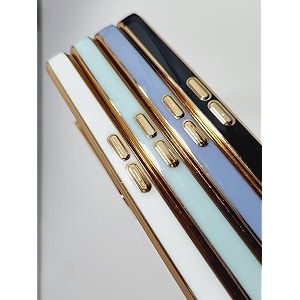apurb store for samsung galaxy f23 5g plating square gold frame phone case luxury soft silicone back cover for samsung galaxy f23 5g blue