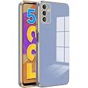 Apurb Store for Samsung Galaxy F23 5G Plating Square Gold Frame Phone Case Luxury Soft Silicone Back Cover (for Samsung Galaxy F23 5G, Blue)