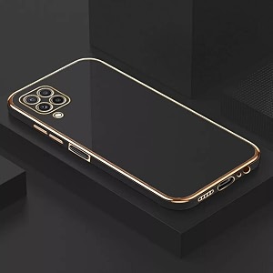 apurb store for samsung galaxy f62 plating square gold frame phone case luxury soft silicone back cover for samsung galaxy f62 black