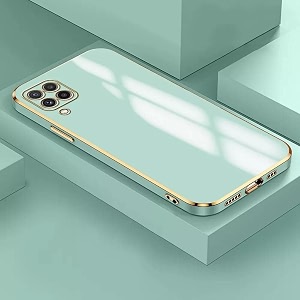apurb store for samsung galaxy f62 plating square gold frame phone case luxury soft silicone back cover for samsung galaxy f62 mint green