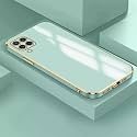 Apurb Store for Samsung Galaxy F62 Plating Square Gold Frame Phone Case Luxury Soft Silicone Back Cover (for Samsung Galaxy F62, Mint Green)