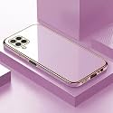 Apurb Store for Samsung Galaxy F62 Plating Square Gold Frame Phone Case Luxury Soft Silicone Back Cover (for Samsung Galaxy F62, Purple)