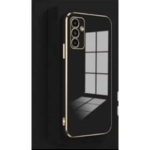 apurb store for samsung galaxy m13 4g plating square gold frame phone case luxury soft silicone back cover for samsung galaxy m13 black