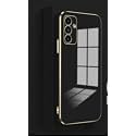 Apurb Store for Samsung Galaxy M13 4G Plating Square Gold Frame Phone Case Luxury Soft Silicone Back Cover (for Samsung Galaxy M13, Black)
