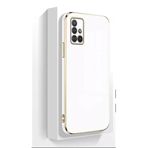 apurb store for samsung galaxy m51 plating square gold frame phone case luxury soft silicone back cover for samsung galaxy m51 white