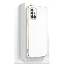 Apurb Store for Samsung Galaxy M51 Plating Square Gold Frame Phone Case Luxury Soft Silicone Back Cover (for Samsung Galaxy M51, White)